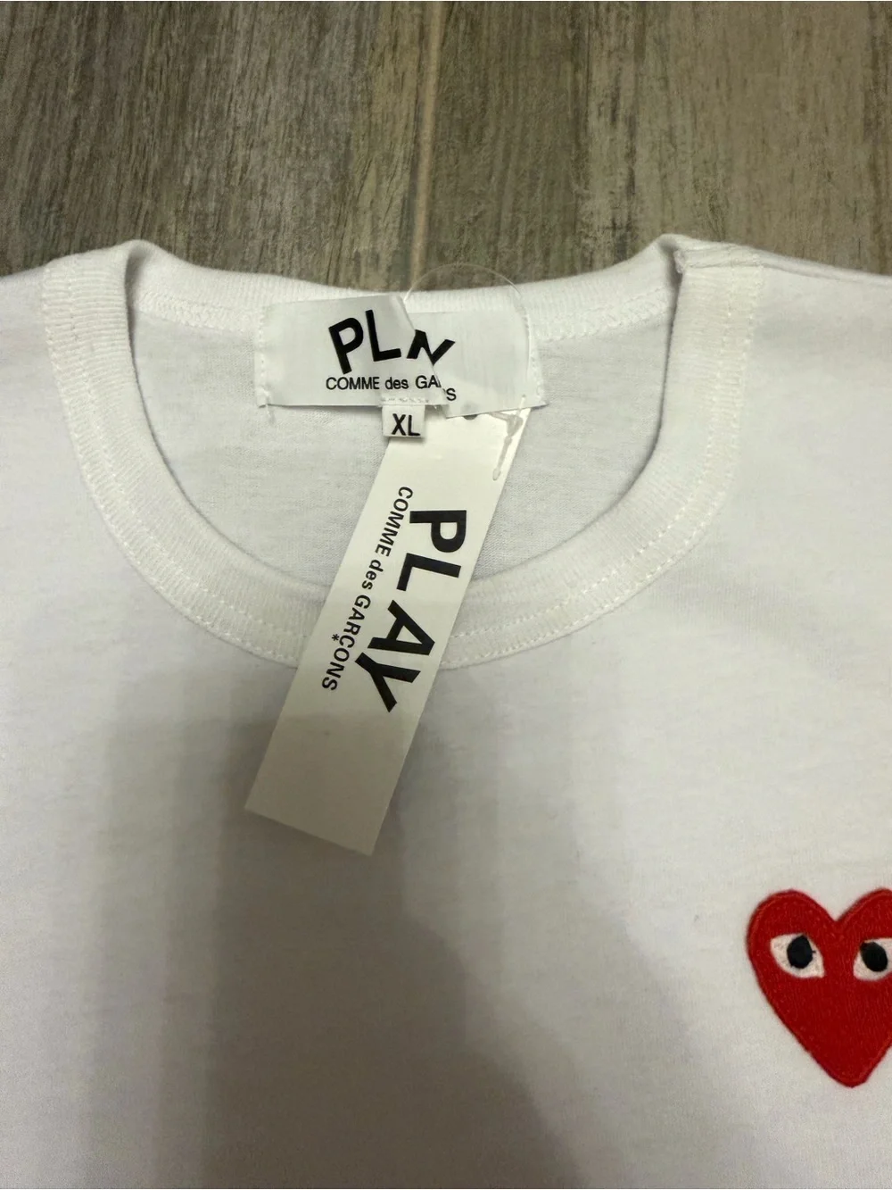 Comme des Garcons PLAY White Long-Sleeve Tee with Red Heart Logo